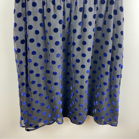 J. Crew Black Blue Polka Dot Sleeveless Silk Blend Dress Size 10 - Picture 5 of 13
